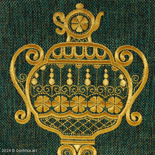 Сумка «Самовар», а23/83 зелёный, золото, рогожка рогожка Горлица.Арт фото 3
