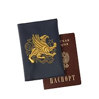 Обложка для паспорта «Грифон» а10/63 синий / золото