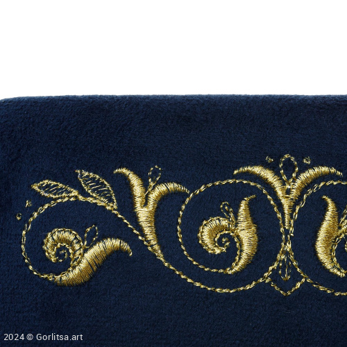 Очечник «Подснежники», а5/54, синий,золото велюр Горлица.Арт фото 3