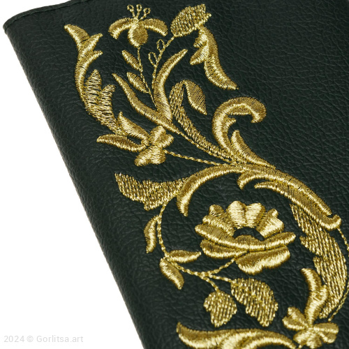 Обложка для паспорта «Летний сад» а10/65 зелёный / золото экокожа Горлица.Арт фото 2