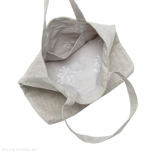 Льняная сумка-шоппер «Котик» 62011-13-3, серый/ шёлк  лён Никифоровская мануфактура фото 4