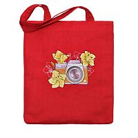 Льняная сумка-шоппер «Фотоаппарат» 62011-12-1, красный / шёлк