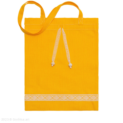 Льняная сумка-шоппер «Элеганс», жёлтый лён Кружевной край