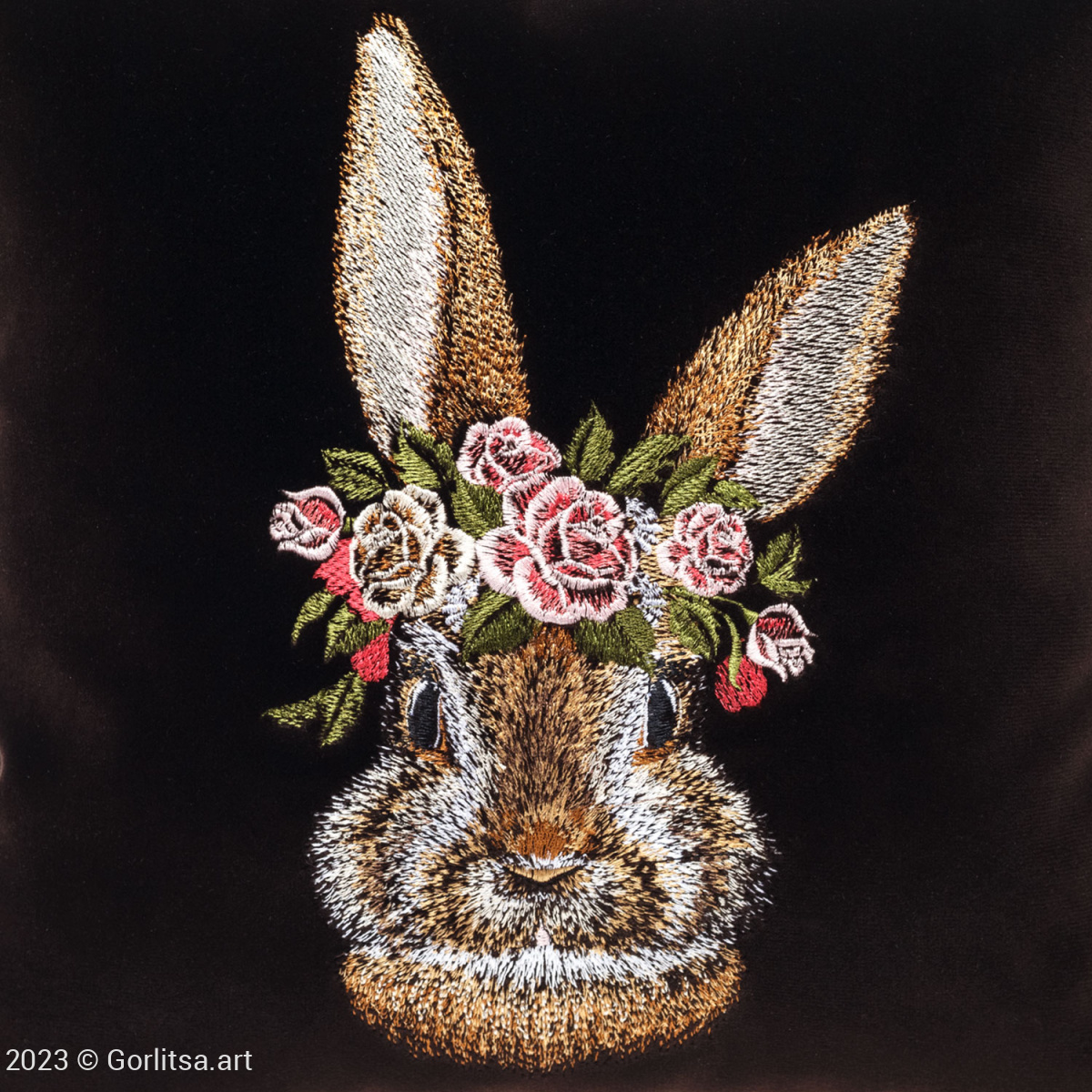 Подушка бархатная «Пушистый кролик» лицевая часть 62004-1, тёмно-коричневый / шёлк бархат Никифоровская мануфактура фото 3