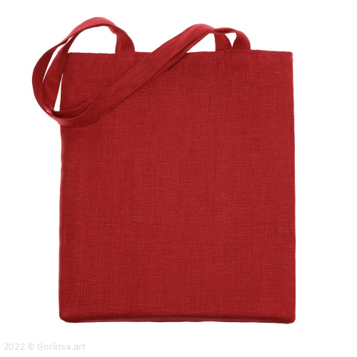 Льняная сумка-шоппер «Подсолнух» 62011-10 красный / шёлк лён Никифоровская мануфактура фото 2