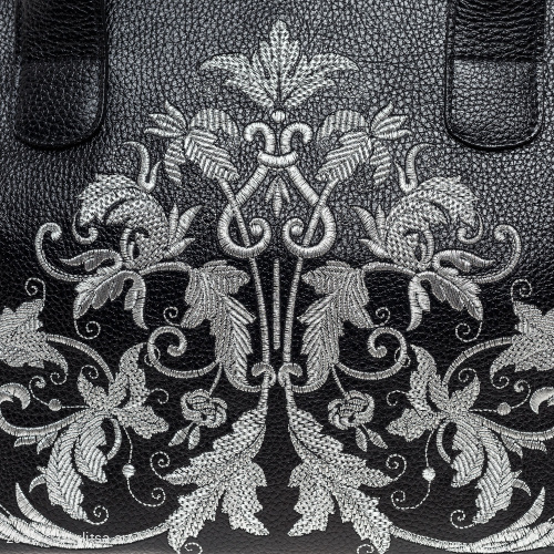 Сумка кожаная «Ренессанс» 965/62026-4-1, чёрный /серебро нат. кожа Горлица-арт фото 3