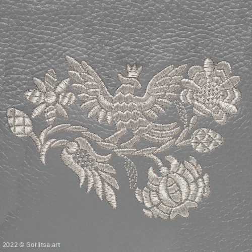Сумка кожаная «Вещая птица» 1051, серый / серебро нат. кожа Горлица-арт фото 3