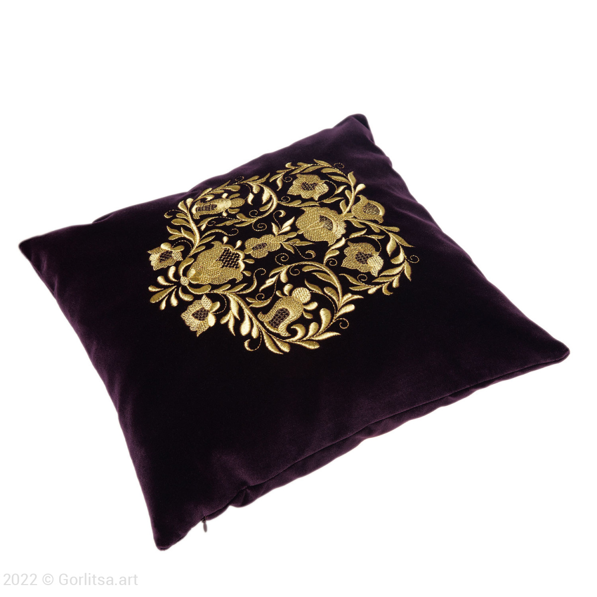 Подушка бархатная «Букет» 62000-4, фиолетовый / золото бархат Никифоровская мануфактура фото 4