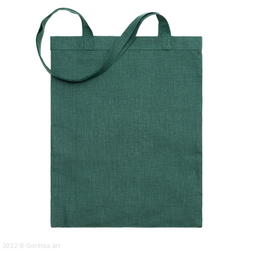 Льняная сумка-шоппер «Дева», зелёный / шёлк лён Кружевной край фото 3