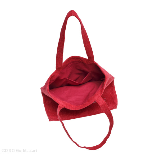 Льняная сумка-шоппер «Девушка у моря» 62018-1-2, бордовый / шёлк лён Никифоровская мануфактура фото 4