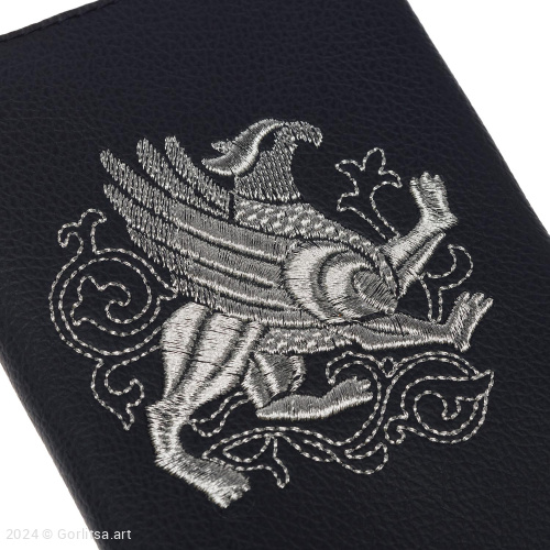Обложка для паспорта «Грифон» а10/63 синий / серебро экокожа Горлица.Арт фото 2