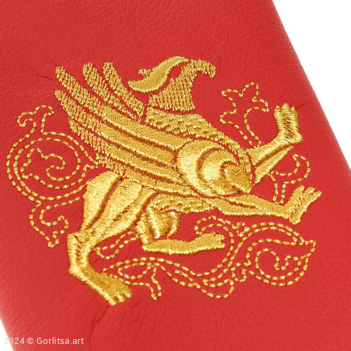 Обложка для паспорта «Грифон» а10/63, экокожа, красный/золото экокожа Горлица.Арт фото 2