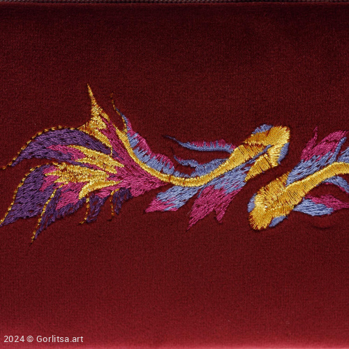 Очечник «Рыбки» а16/79 бордовый / золото, шёлк; велюр велюр Горлица.Арт фото 2