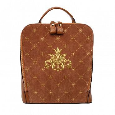 Рюкзак кожаный «Лилия» 934/62026, коричневый / золото