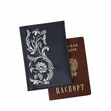 Обложка для паспорта «Летний сад» а10/65 синий / серебро