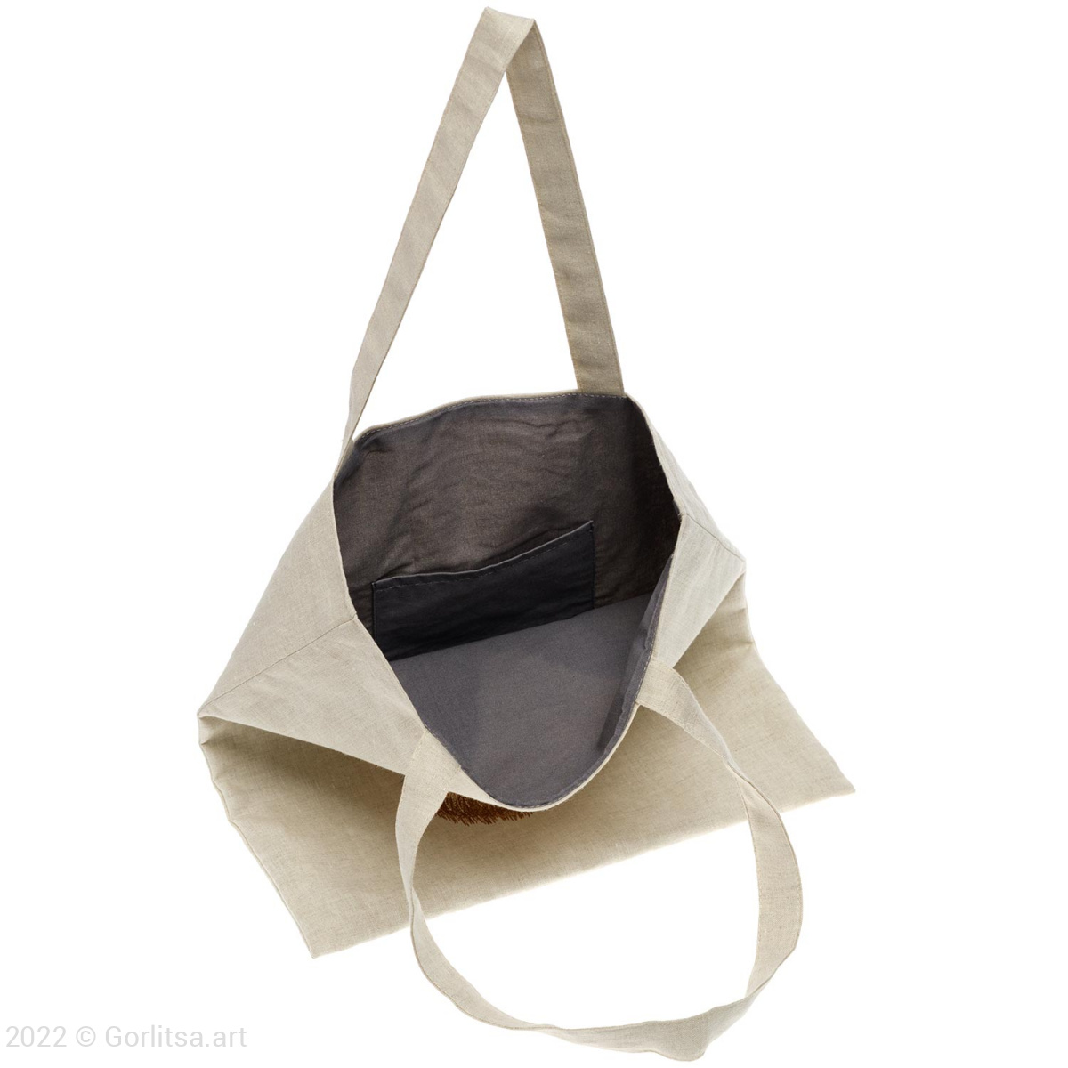 Льняная сумка-шоппер «Пушистый кролик» 62011-2, серый / шёлк  лён Никифоровская мануфактура фото 3