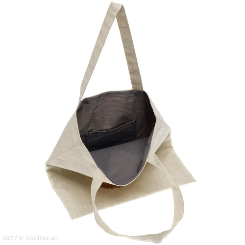 Льняная сумка-шоппер «Пушистый кролик» 62011-2, серый / шёлк  лён Никифоровская мануфактура фото 3