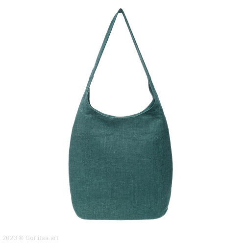 Льняная сумка «Маки» м303411 62082-1, зелёный / шёлк лён Никифоровская м–ра фото 4
