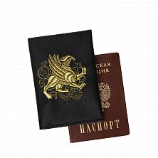 Обложка для паспорта «Грифон» а10/63 чёрный / золото