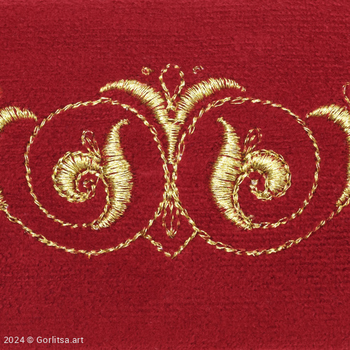 Очечник «Подснежники», а5/54, красный,золото велюр Горлица.Арт фото 2