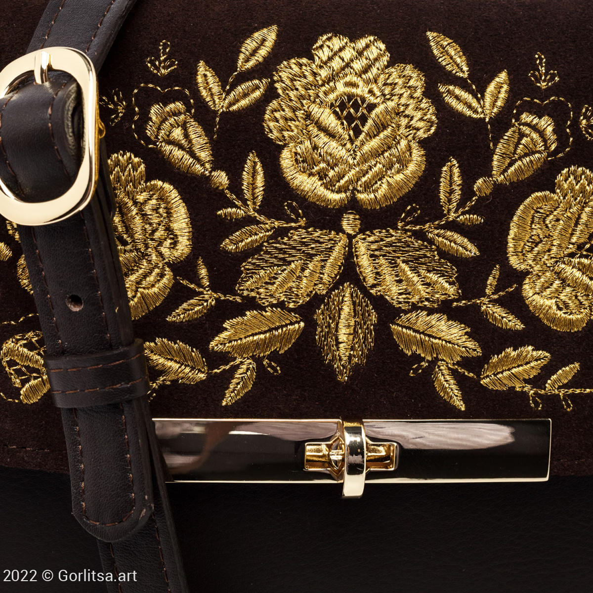 Сумка кожаная «Шиповник» 991/, коричневый /золото нат. кожа Кожаные сумки «Горлица.Арт» фото 3