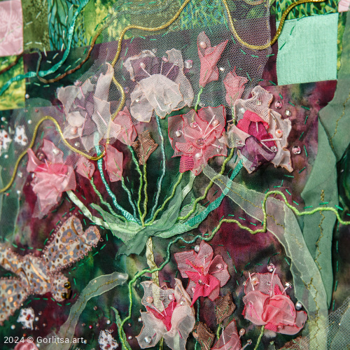 Панно диптих «Цветение» в технике арт-квилт, ручная работа  Савельева Н.К. фото 7