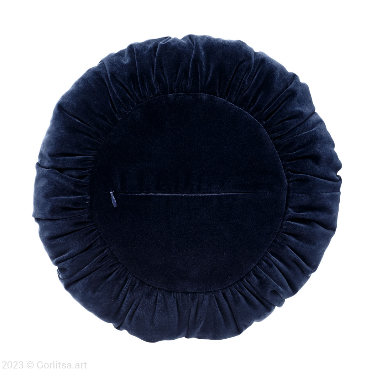Подушка бархатная круглая «Вьюнок» 62048-3-2, тёмно-синий / шёлк, серебро бархат Никифоровская мануфактура фото 3