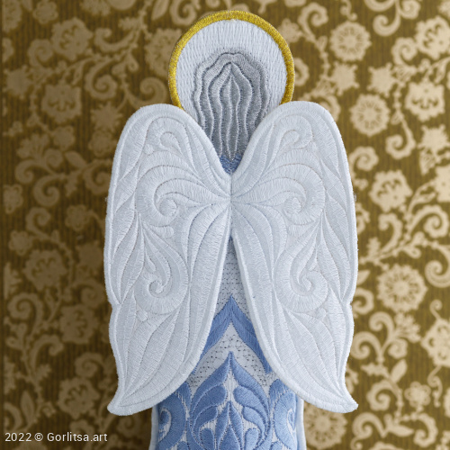 Кукла интерьерная «Ангел Пасхальный» белый/ шёлк, серебро, золото хлопок Никифоровская мануфактура фото 5