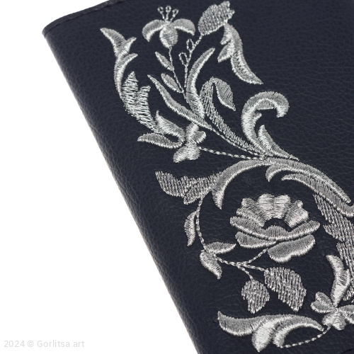 Обложка для паспорта «Летний сад» а10/65 синий / серебро экокожа Горлица.Арт фото 2