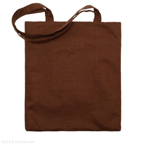 Льняная сумка-шоппер «Йоркширский терьер» 62011-14, коричневый / шёлк лён Никифоровская мануфактура фото 2