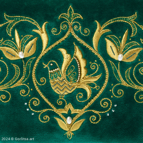 Сумка-клатч бархатный «Весенний луг» а1/59 , зелёный / золото; Р бархат Горлица.Арт фото 5
