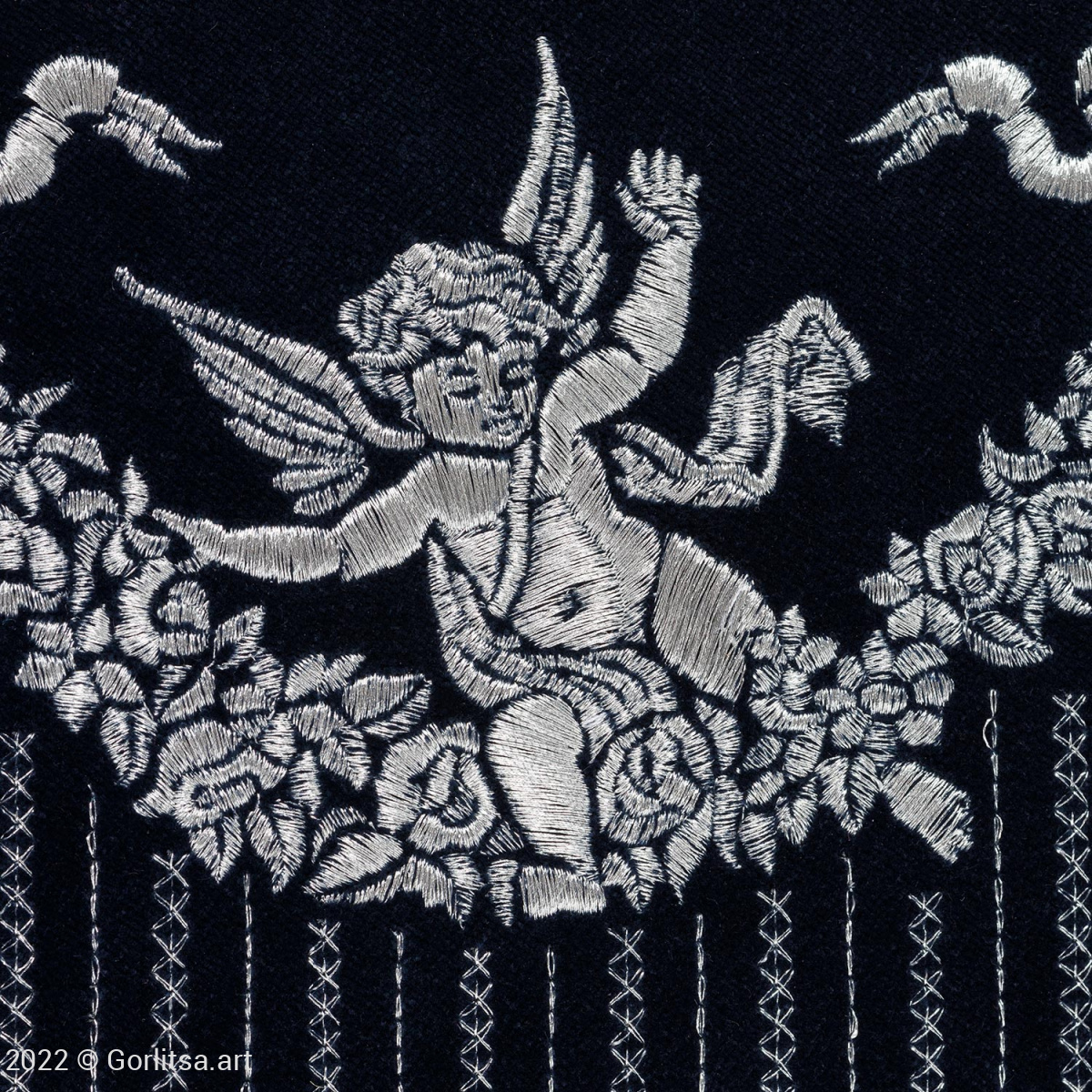 Косметичка бархатная «Амур» м.1913, 62025-3-1, тёмно-синий/серебро бархат Никифоровская мануфактура фото 3