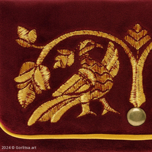 Очечник «Два сокола» а6/94 бордовый / золото; велюр велюр Горлица.Арт фото 2