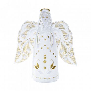 Кукла интерьерная «Ангел Рождественский» белый/ шёлк, золото