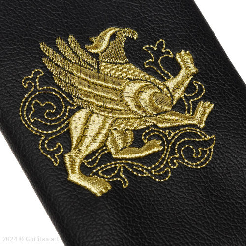 Обложка для паспорта «Грифон» а10/63 чёрный / золото экокожа Горлица.Арт фото 2