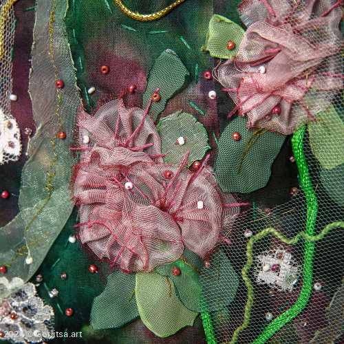 Панно диптих «Цветение» в технике арт-квилт, ручная работа  Савельева Н.К. фото 9