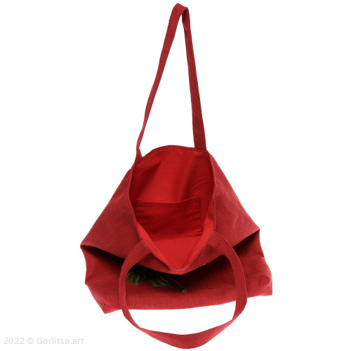 Льняная сумка-шоппер «Подсолнух» 62011-10 красный / шёлк лён Никифоровская мануфактура фото 3