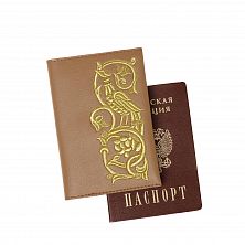 Обложка для паспорта «Райская птица» а10/64 бежевый / золото