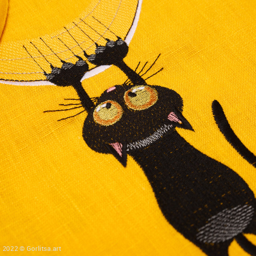 Льняная сумка-шоппер «Котик» 62011-13, жёлтый/ шёлк  лён Никифоровская мануфактура фото 2