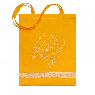 Льняная сумка-шоппер «Дева», жёлтый / шёлк