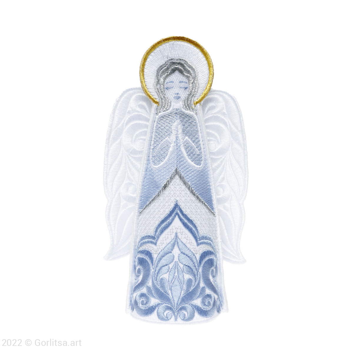 Кукла интерьерная «Ангел Пасхальный» белый/ шёлк, серебро, золото хлопок Никифоровская мануфактура