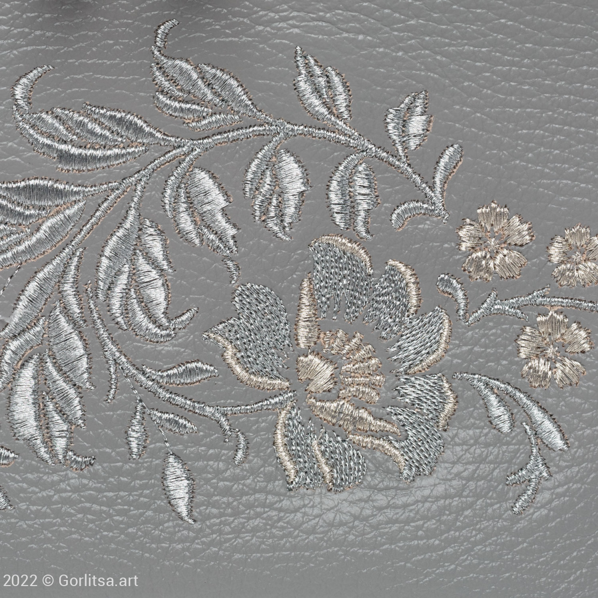 Сумка кожаная «Дикая роза» 1051/62026-11, серый / серебро нат. кожа Горлица-арт фото 3