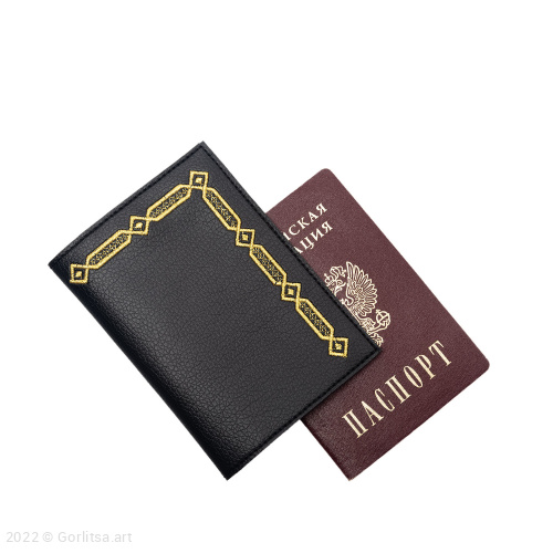 Обложка для паспорта «Геометрия. Верхний угол» 900/205, экокожа цвет: чёрный /золото экокожа Арт-студия «Ремесло»