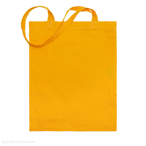 Льняная сумка-шоппер «Дева», жёлтый / шёлк лён Кружевной край фото 3