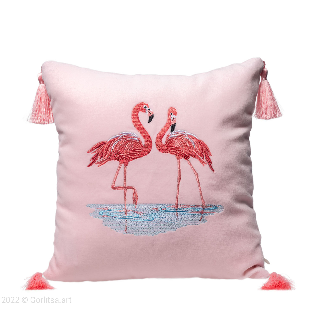 Подушка бархатная «Фламинго» 62012-1, розовый / шёлк бархат Никифоровская мануфактура