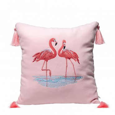Подушка бархатная «Фламинго» 62012-1, розовый / шёлк