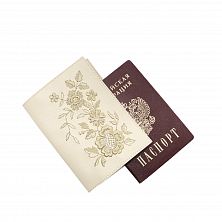 Обложка для паспорта «Незабудка» 900/160, экокожа цвет: белый /серебро
