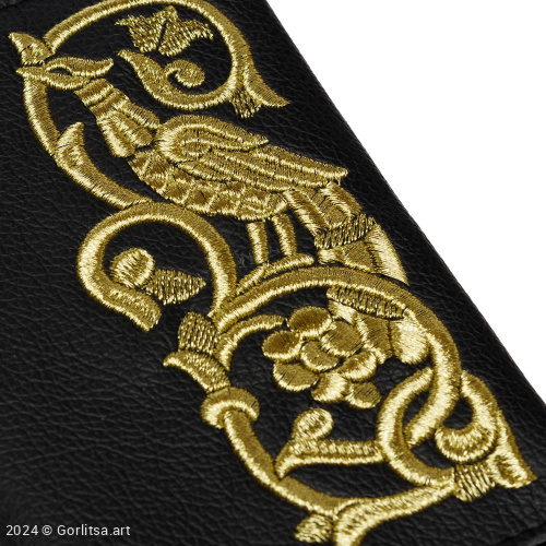 Обложка для паспорта «Райская птица» а10/64 чёрный / золото экокожа Горлица.Арт фото 2