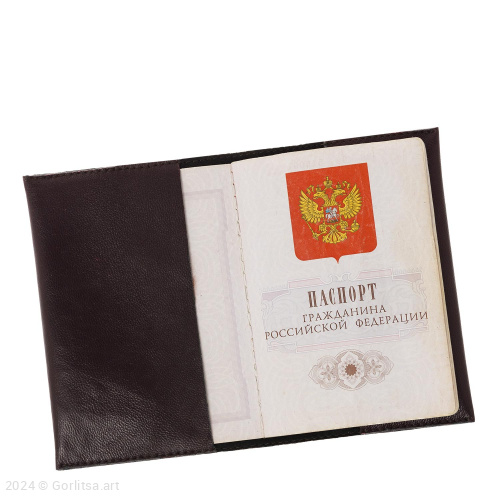 Обложка для паспорта а10, ручная вышивка золотом экокожа Горлица.Арт фото 5