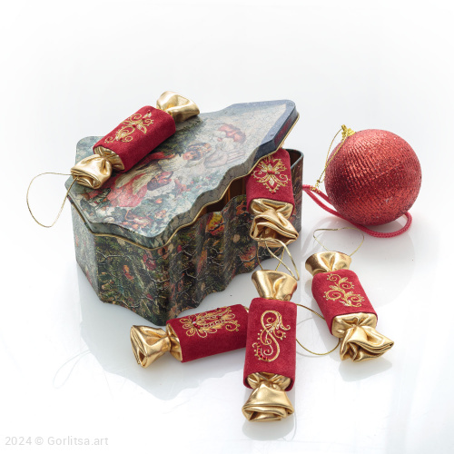 Подарочный набор из 5 конфет, замша, бордовый / золото нат. замша Мастерская Галины Киселёвой фото 2